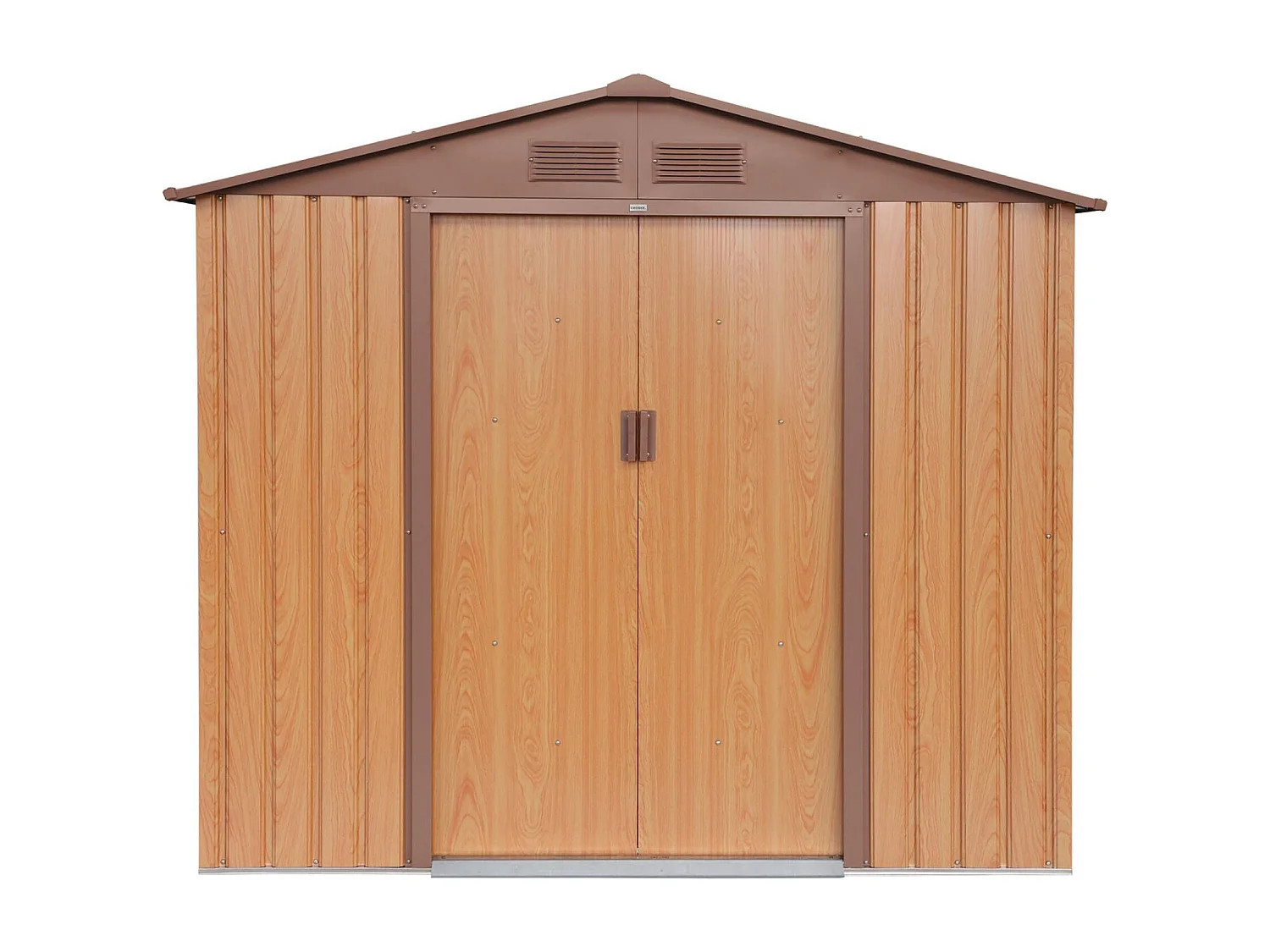 Abri de jardin en métal - Houtland. 2.71 m² chêne - Cabane à outils avec double portes coulissantes. kit de fixation sol inclus. L 213 x P 131 x H 185cm