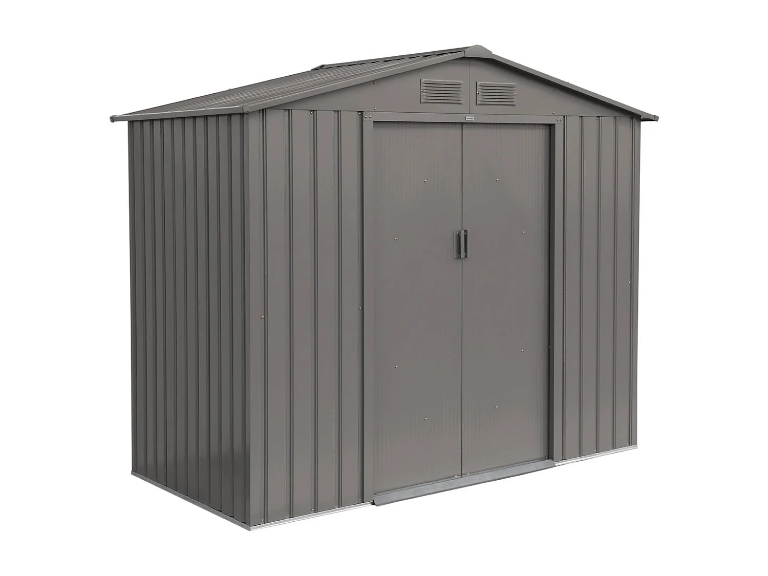 Abri de jardin en métal - Houtland. 2.71 m² taupe - Cabane à outils avec double portes coulissantes. kit de fixation sol inclus. L 213 x P 131 x H 185cm