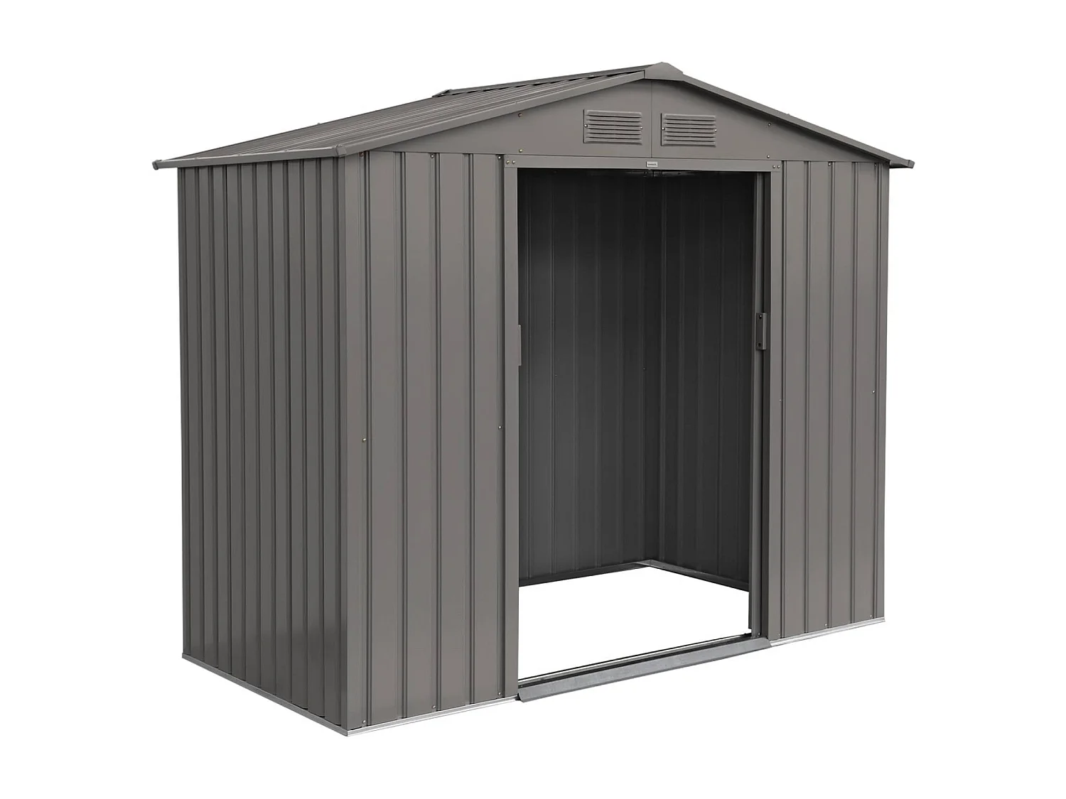 Abri de jardin en métal - Houtland. 2.71 m² taupe - Cabane à outils avec double portes coulissantes. kit de fixation sol inclus. L 213 x P 131 x H 185cm