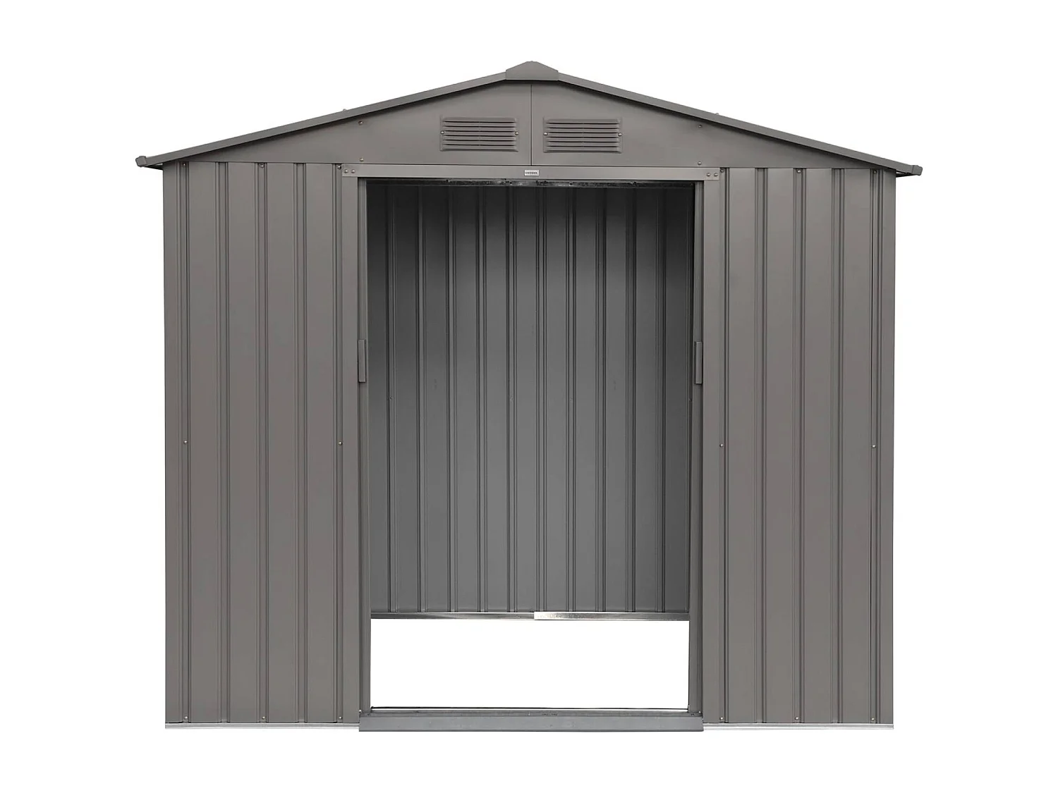 Abri de jardin en métal - Houtland. 2.71 m² taupe - Cabane à outils avec double portes coulissantes. kit de fixation sol inclus. L 213 x P 131 x H 185cm