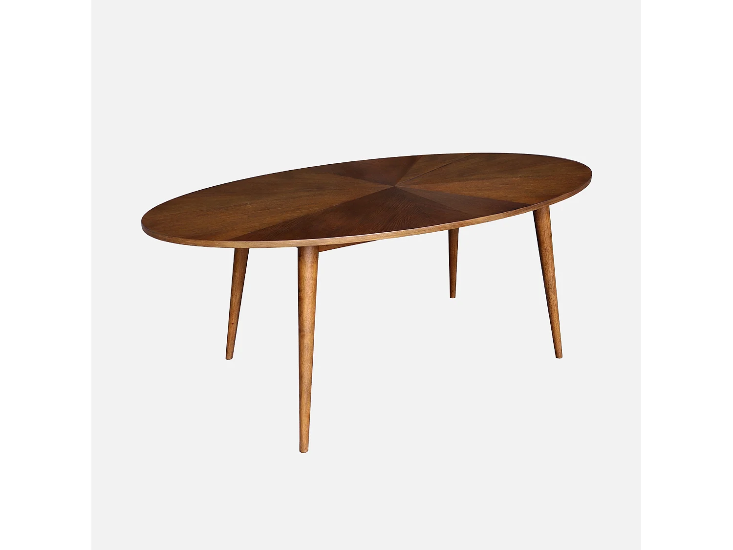 Mesa de comedor ovalada de madera de hevea y chapa de roble para 6