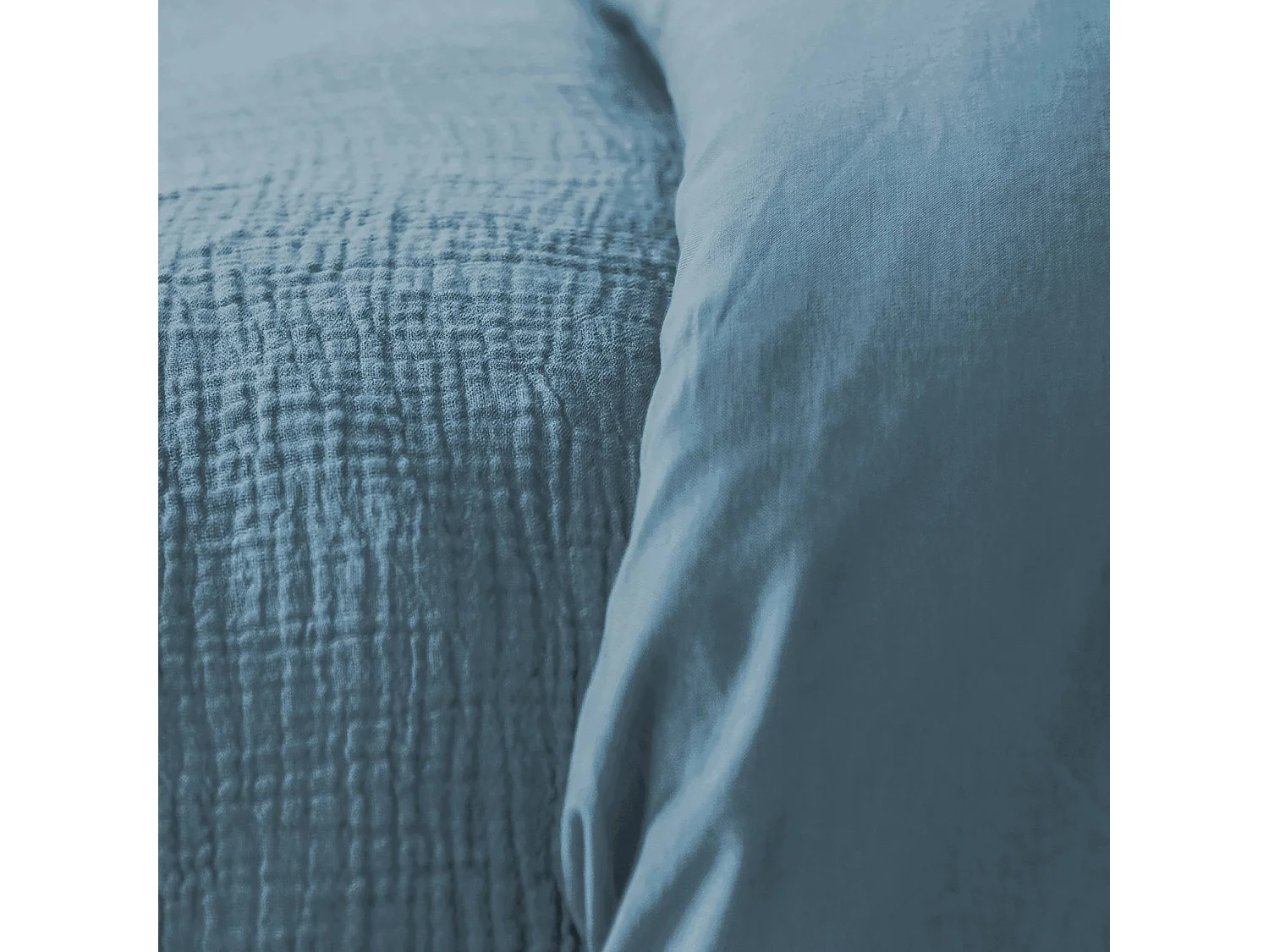 Parure de lit gaze de coton bleu foncé 140x200cm - Alix