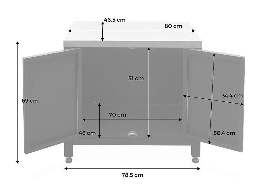 Barbacoa de gas de 4 quemadores de mesa + cocina exterior de acero,