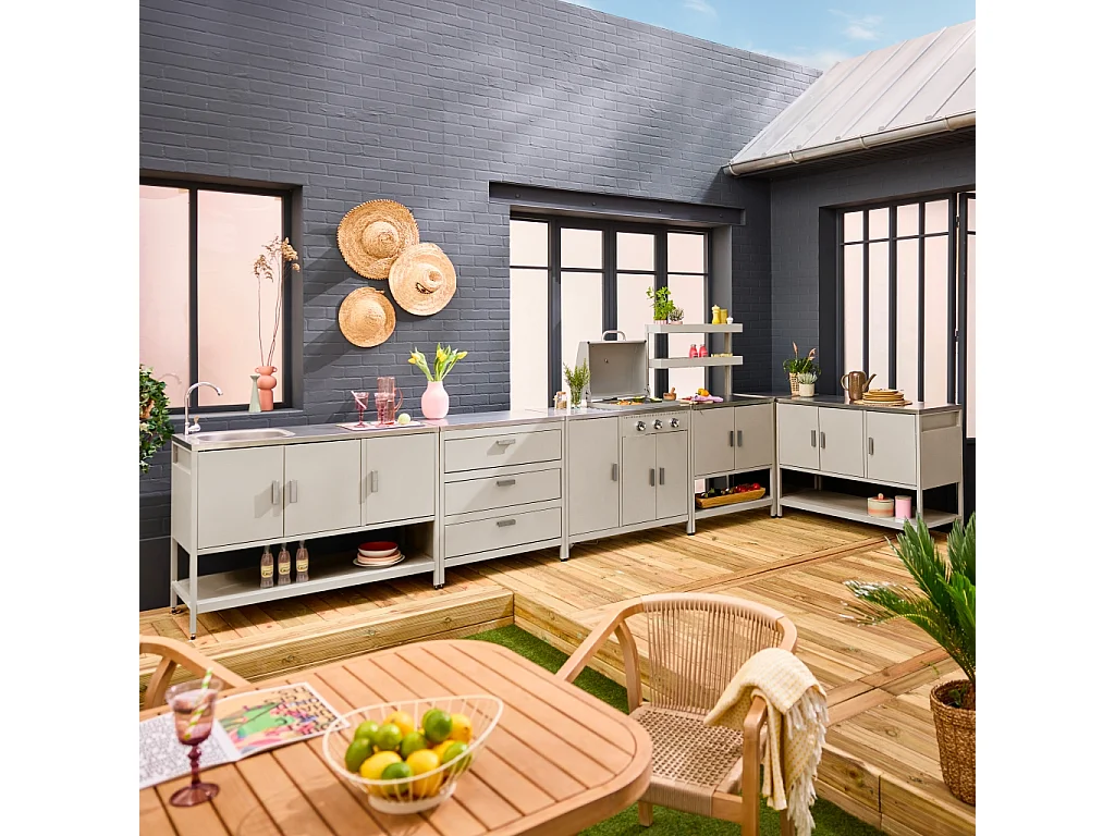 Cocina exterior 6 módulos de acero inoxidable con barbacoa de gas