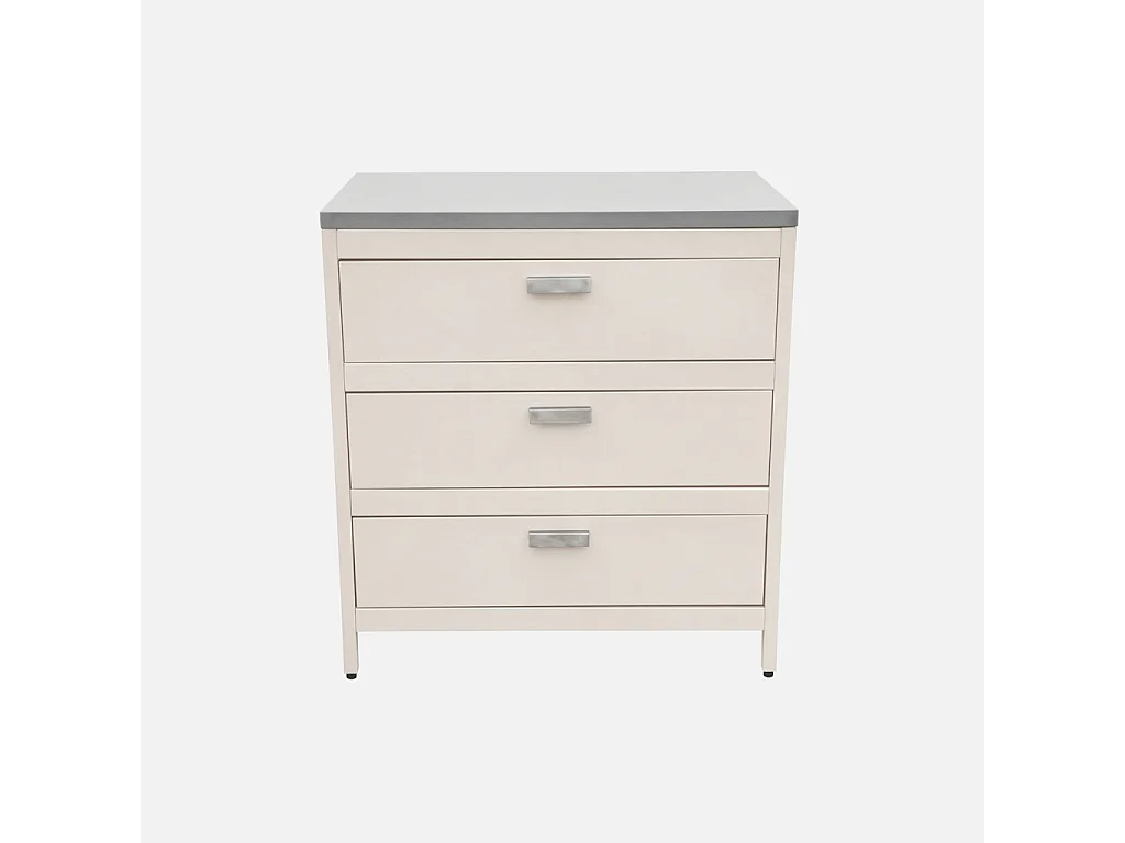 Cuisine d'extérieure en acier beige avec 3 tiroirs L80cm