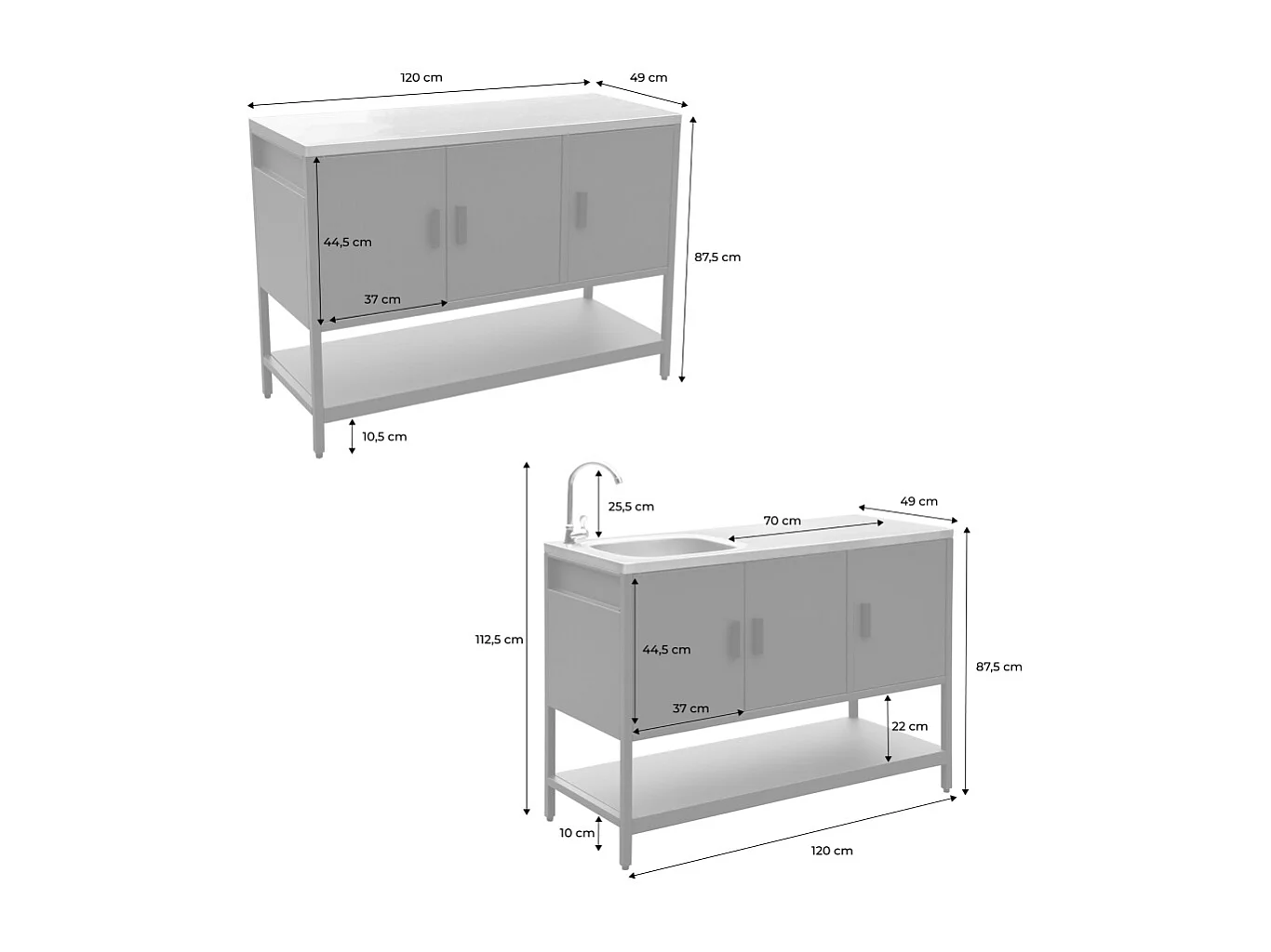 Cuisine extérieure 2 modules en acier inoxydable beige