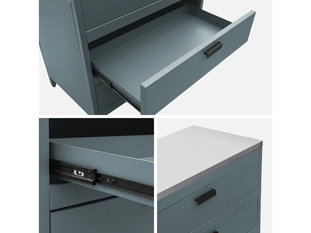 Cuisine d'extérieure en acier bleu gris avec 3 tiroirs L80cm
