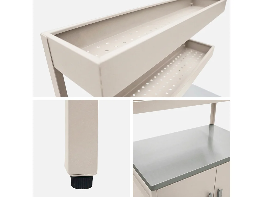 Cuisine d'extérieure en acier beige avec 2 étagères suspendues et 2 portes L80cm