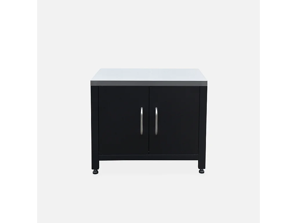Ensemble de meubles de cuisine extérieure en acier inoxydable 7 modules avec barbecue au gaz 4 brûleurs et housse de protection