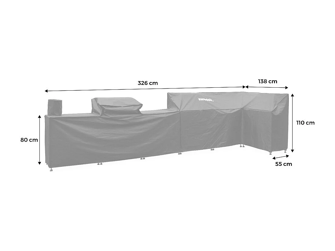 Ensemble de meubles de cuisine extérieure en acier inoxydable 7 modules avec barbecue au gaz 4 brûleurs et housse de protection
