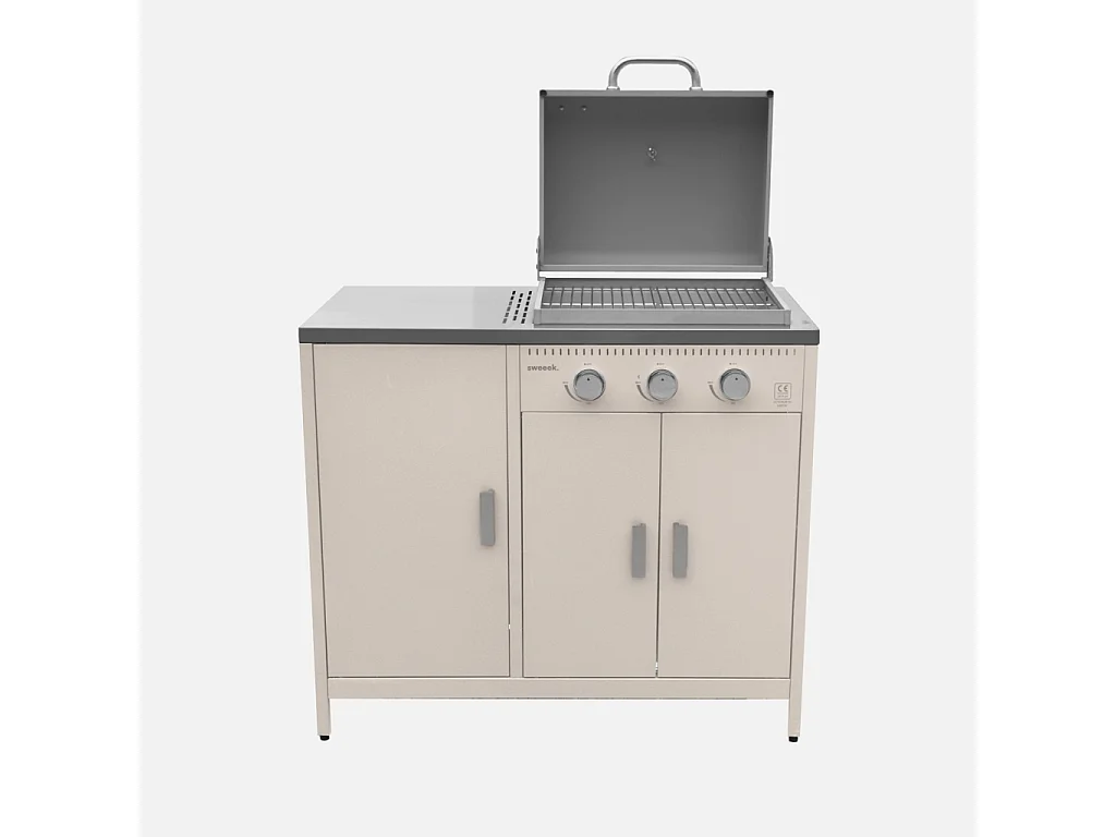 Cocina exterior 3 módulos de acero inoxidable con barbacoa de gas y