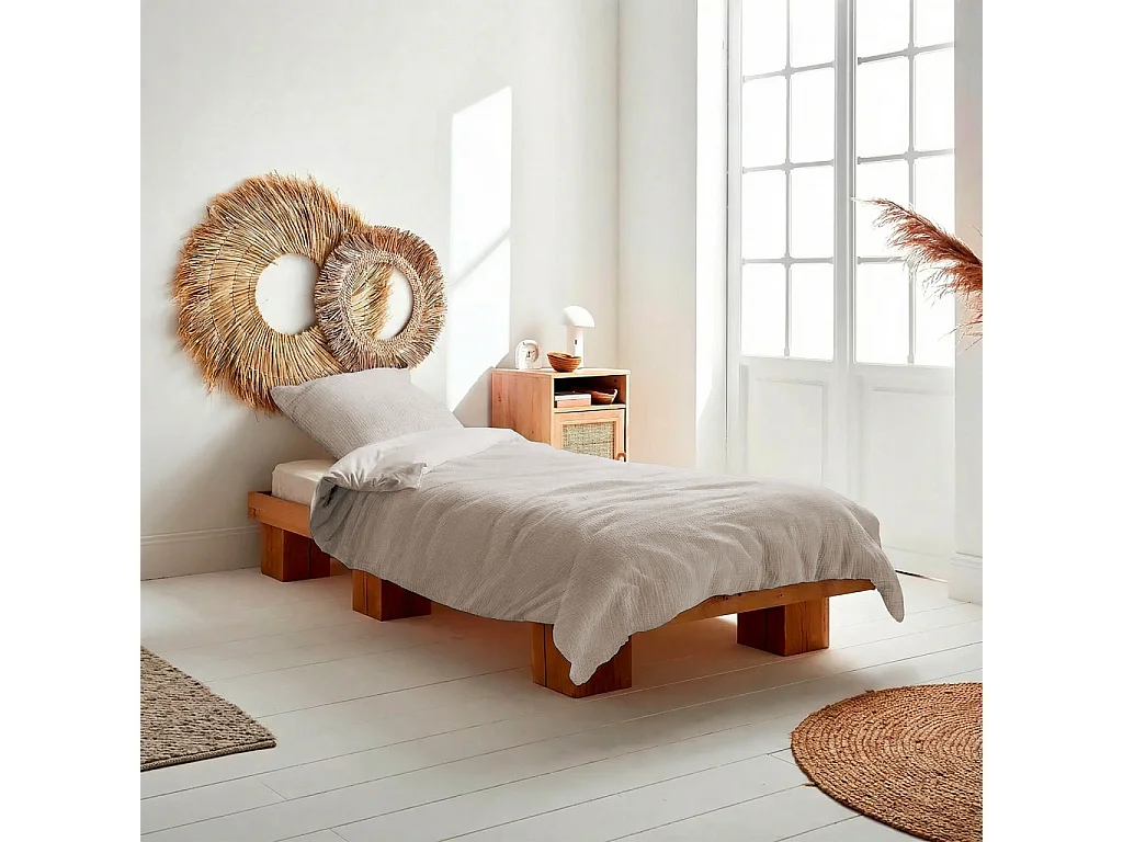 Parure de lit gaze de coton galet 140x200cm - Alix