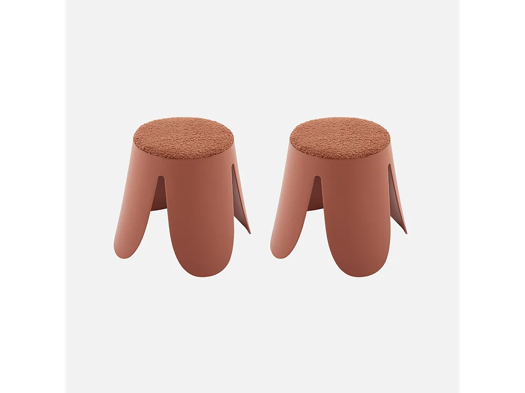 Sgabello impilabile per bambini in bouclé testurizzato, set di 2,