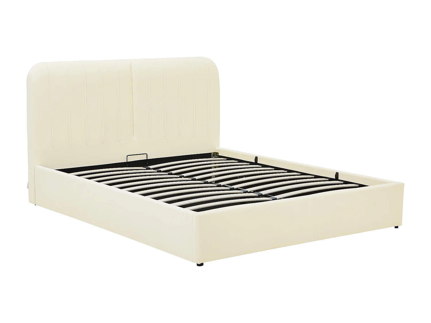 Lit coffre 160 x 200 cm – Tissu effet velours – Beige – SORYLA