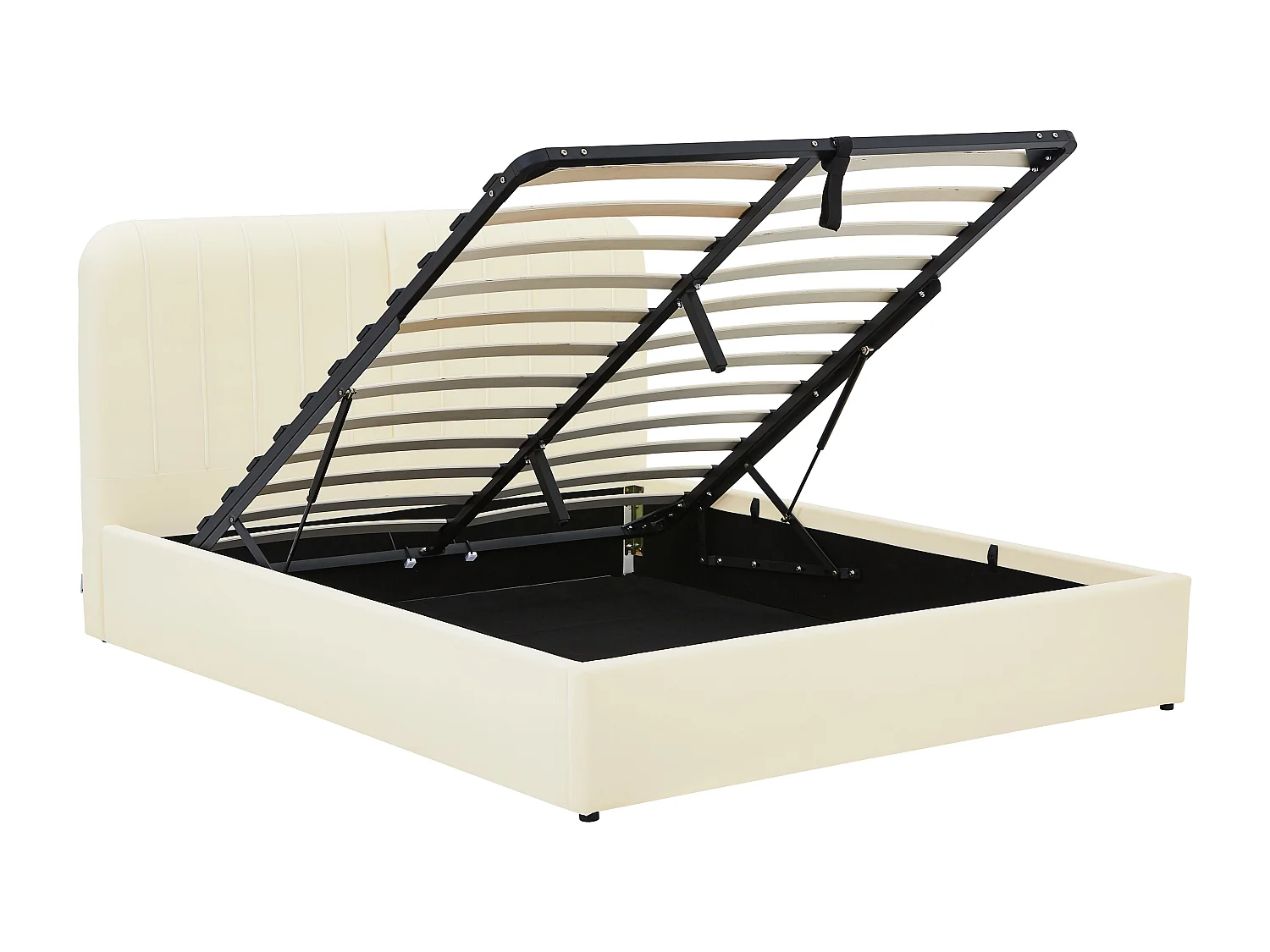 Lit coffre 160 x 200 cm – Tissu effet velours – Beige – SORYLA