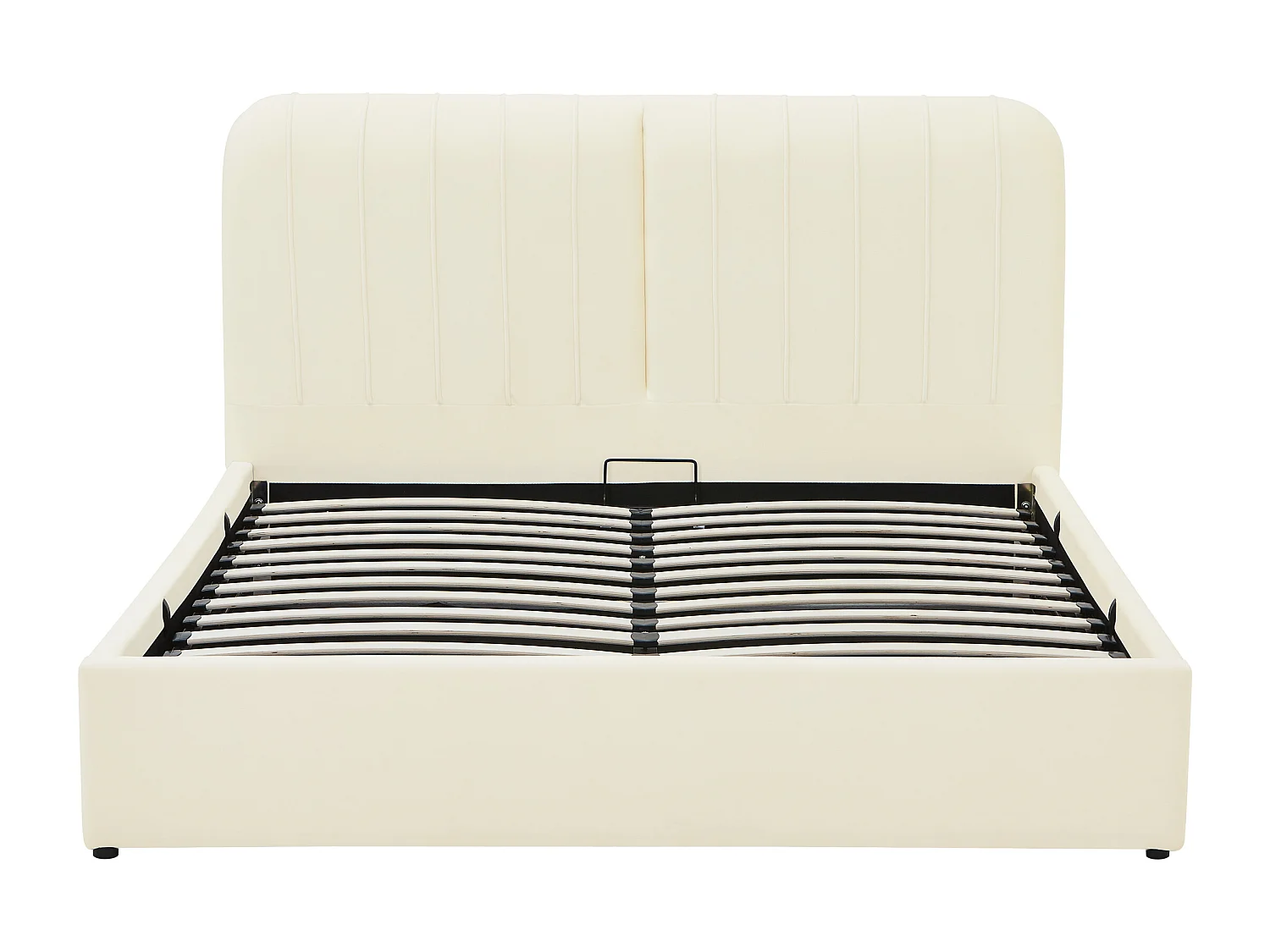 Lit coffre 160 x 200 cm – Tissu effet velours – Beige – SORYLA