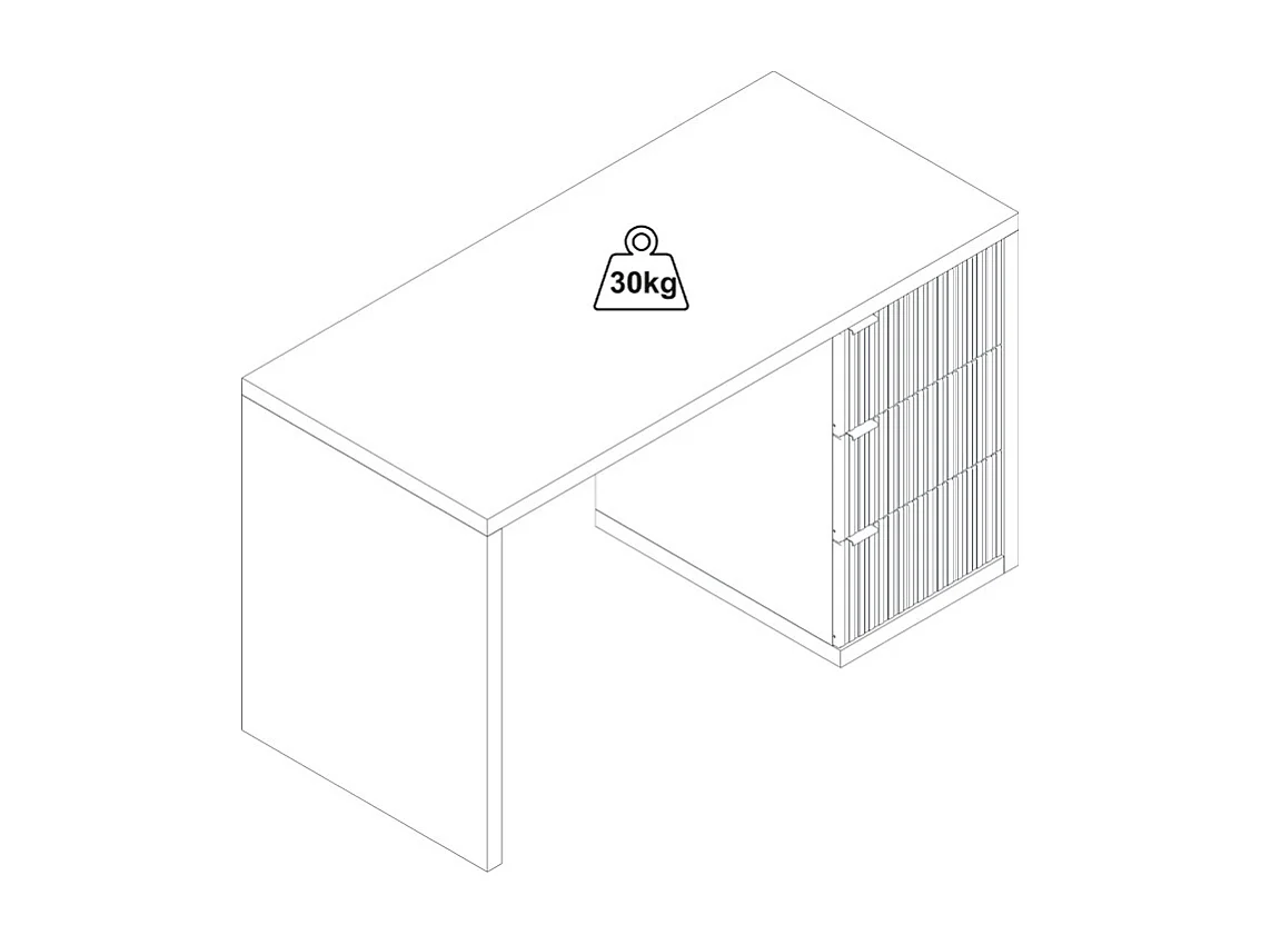 Bureau avec 3 tiroirs - Blanc - MABELI