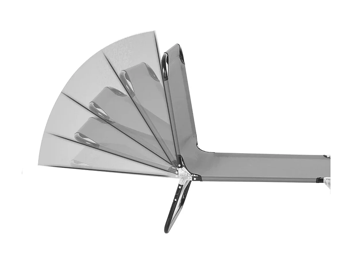 Lot de 2 Transat Chaise longue pliante réglable coloris Gris Clair- Longueur 185 x Profondeur 53 x Hauteur 24/82,5 cm