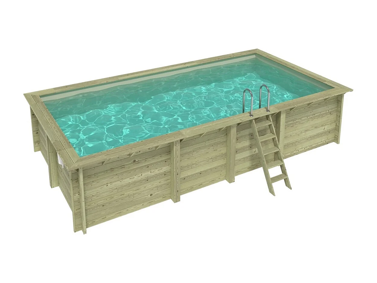 Piscina in legno AQUA 7 x 3.75 - H.1.45 m, sabbia, con supporti fissati al calcestruzzo - BAS7308OSPL3 - ALTANKA