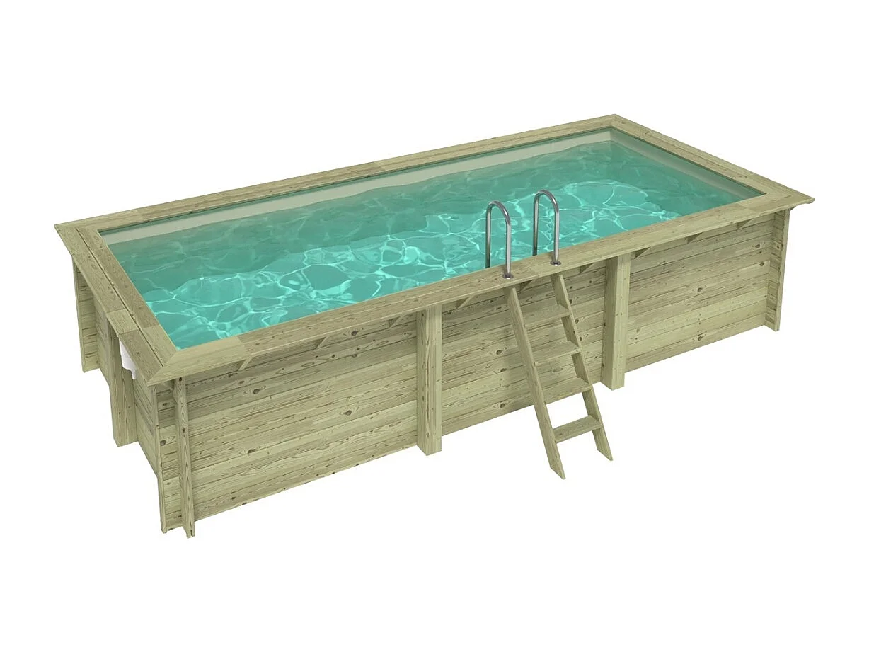 Piscina in legno AQUA 6.1 x 2.85 - H.1.31 m, sabbia, con supporti fissati al calcestruzzo - BAS7307OSPL3 - ALTANKA