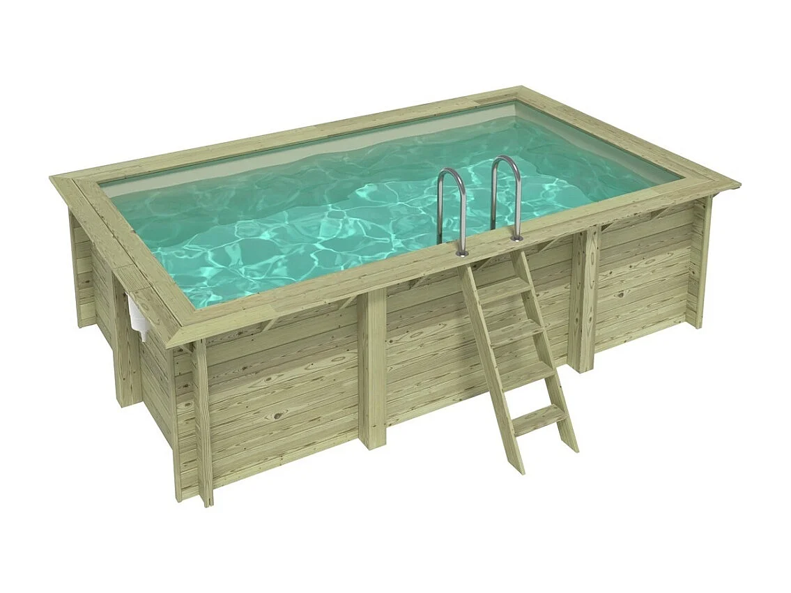 Piscina in legno AQUA 4.65 x 2.85 - H.1.24 m, sabbia, con supporti fissati al calcestruzzo - BAS7306OSPL3 - ALTANKA