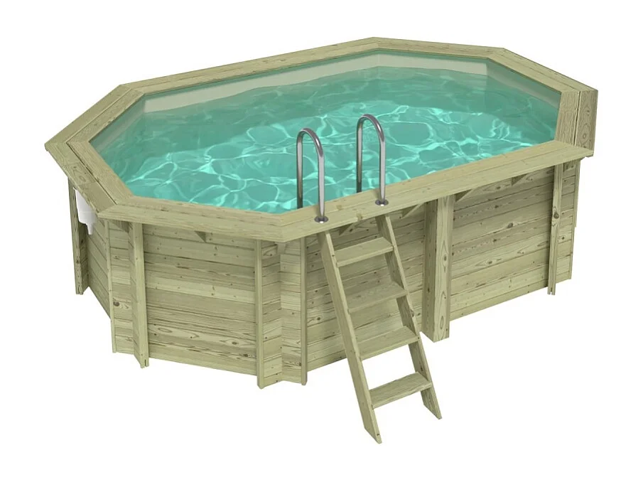 Piscina in legno NEMO 4.3 x 3 - H.1.18 m, sabbia, con supporti fissati al calcestruzzo - BAS7302OSPL3 - ALTANKA