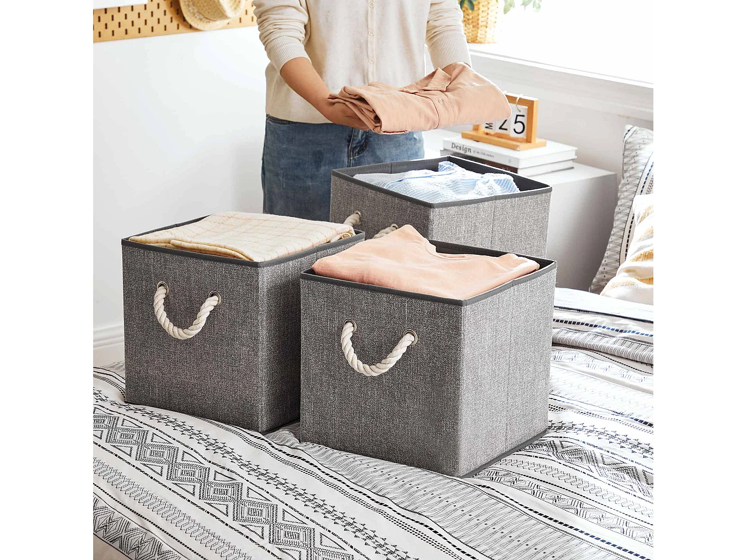 Lot de 3 boîtes de rangement, boîte pliante Addis-Abeba