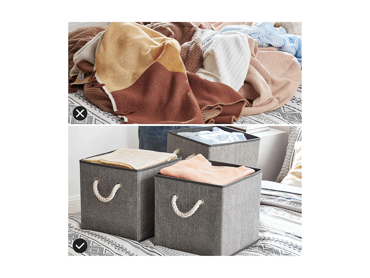 Lot de 3 boîtes de rangement, boîte pliante Addis-Abeba
