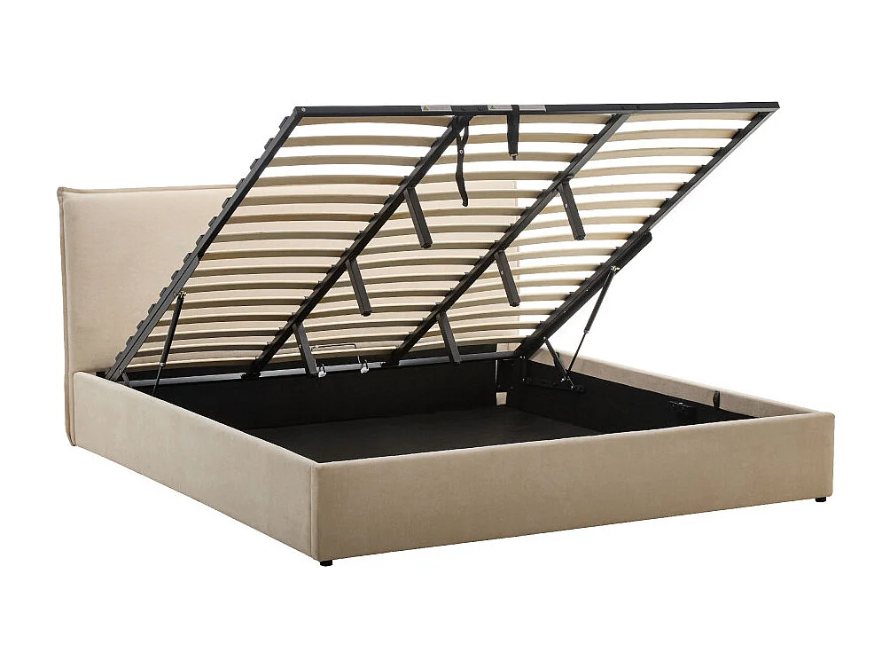 Cama - Lit coffre en tissu 180x200cm - Beige
