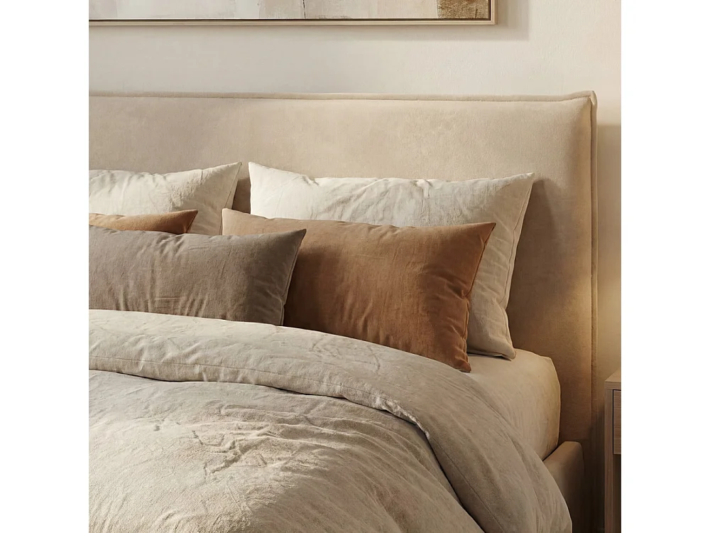 Cama - Lit coffre en tissu 180x200cm - Beige