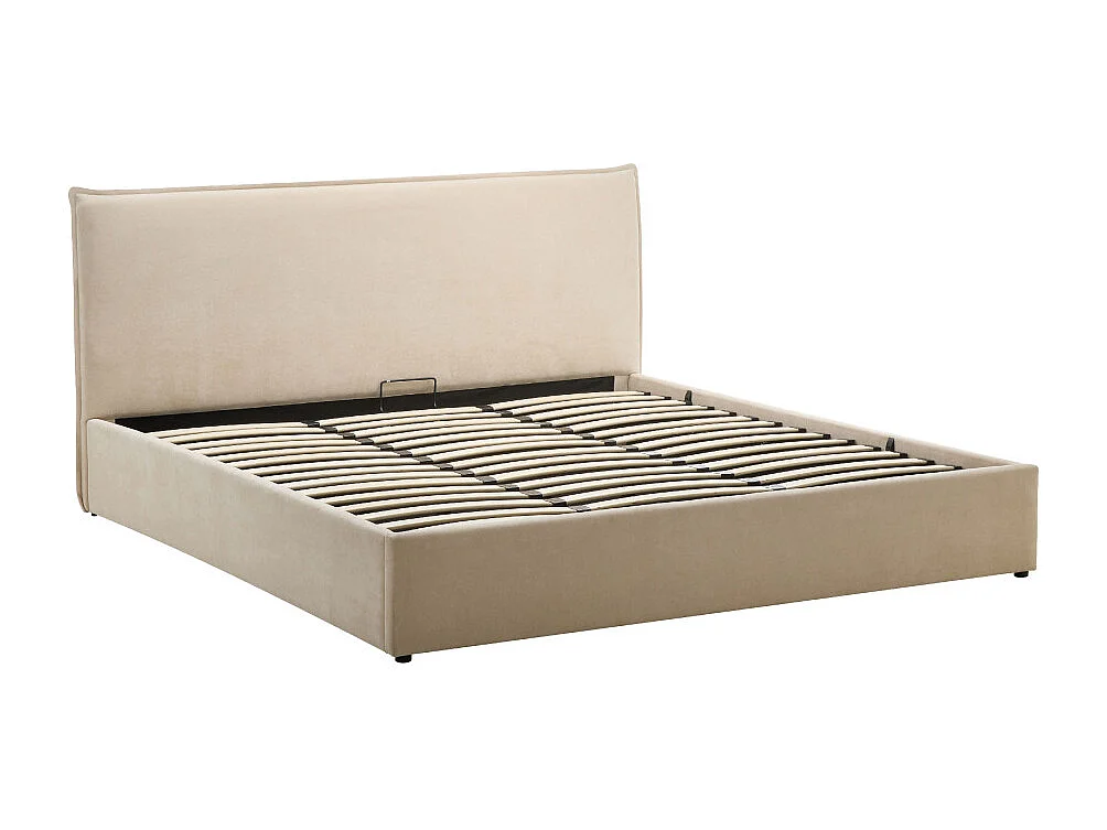 Cama - Lit coffre en tissu 180x200cm - Beige
