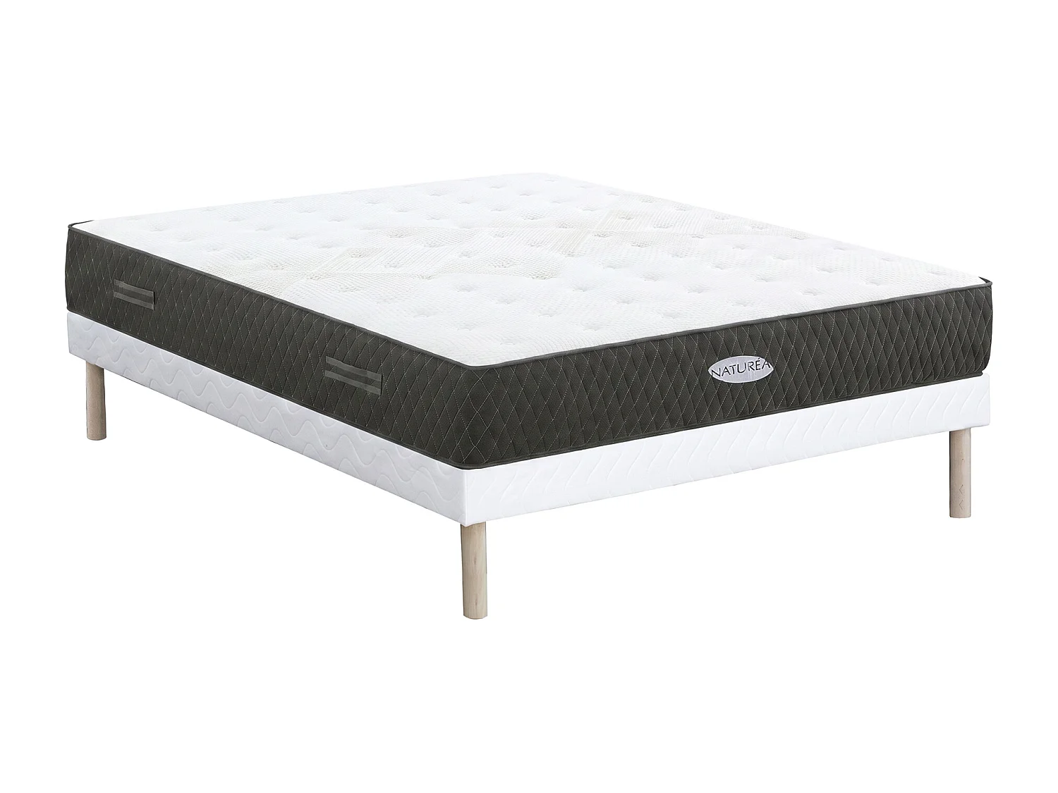 Ensemble 160 x 200 cm sommier tapissier + matelas ressorts ensachés et fibres de Kapok ép.31cm - SOREMA de NATUREA