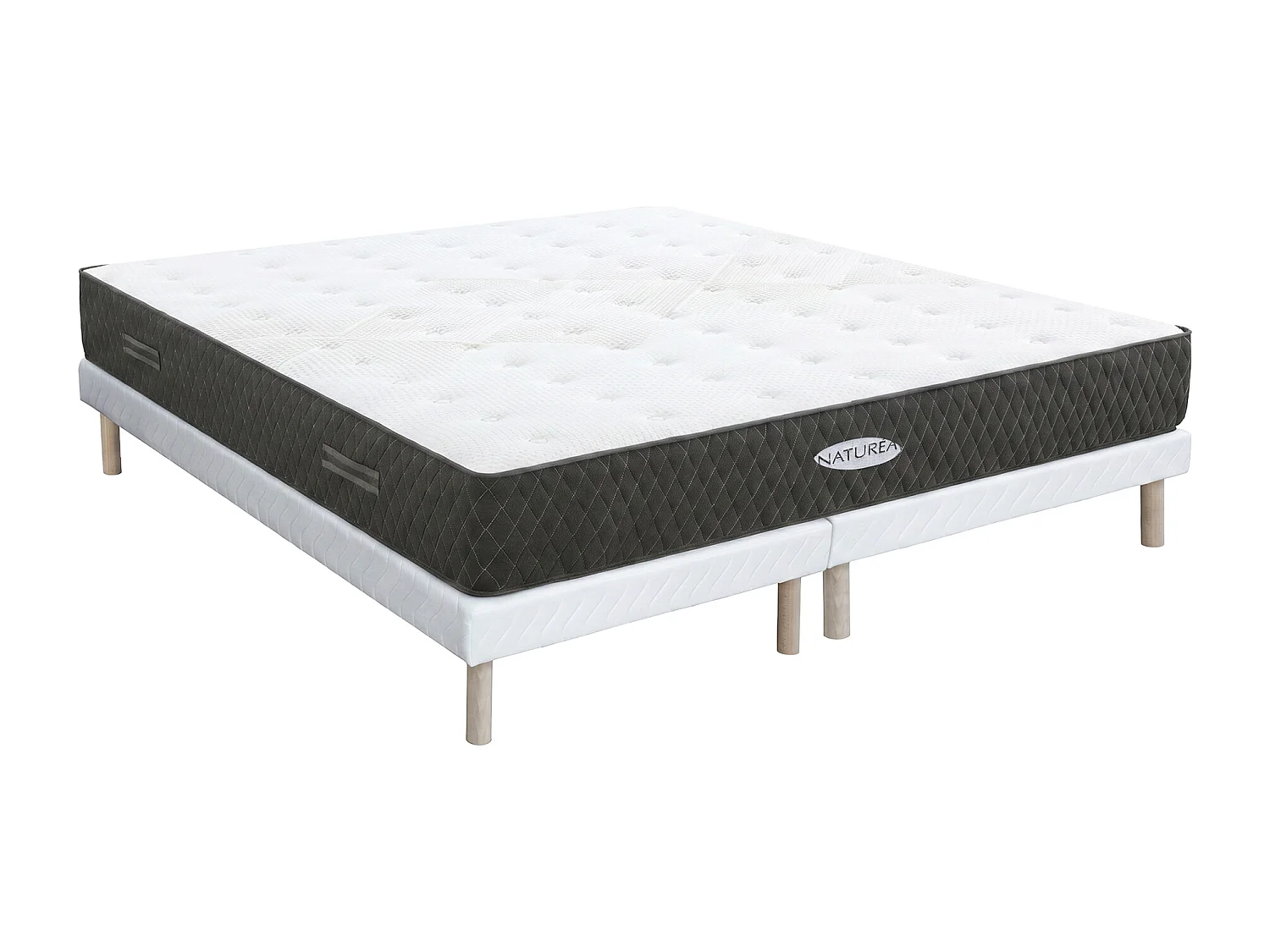 Ensemble 180 x 200 cm sommier tapissier + matelas ressorts ensachés et fibres de Kapok ép.31cm - SOREMA de NATUREA