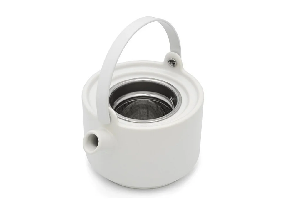 Umea Blanc - Théière individuelle avec couvercle en bambou