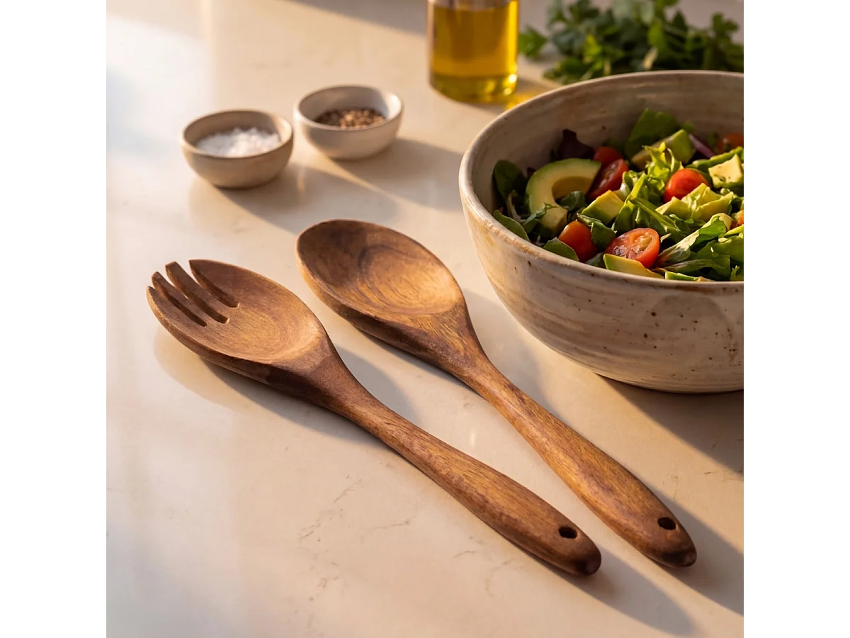 Louise - 2 couverts à salade en bois d'acacia