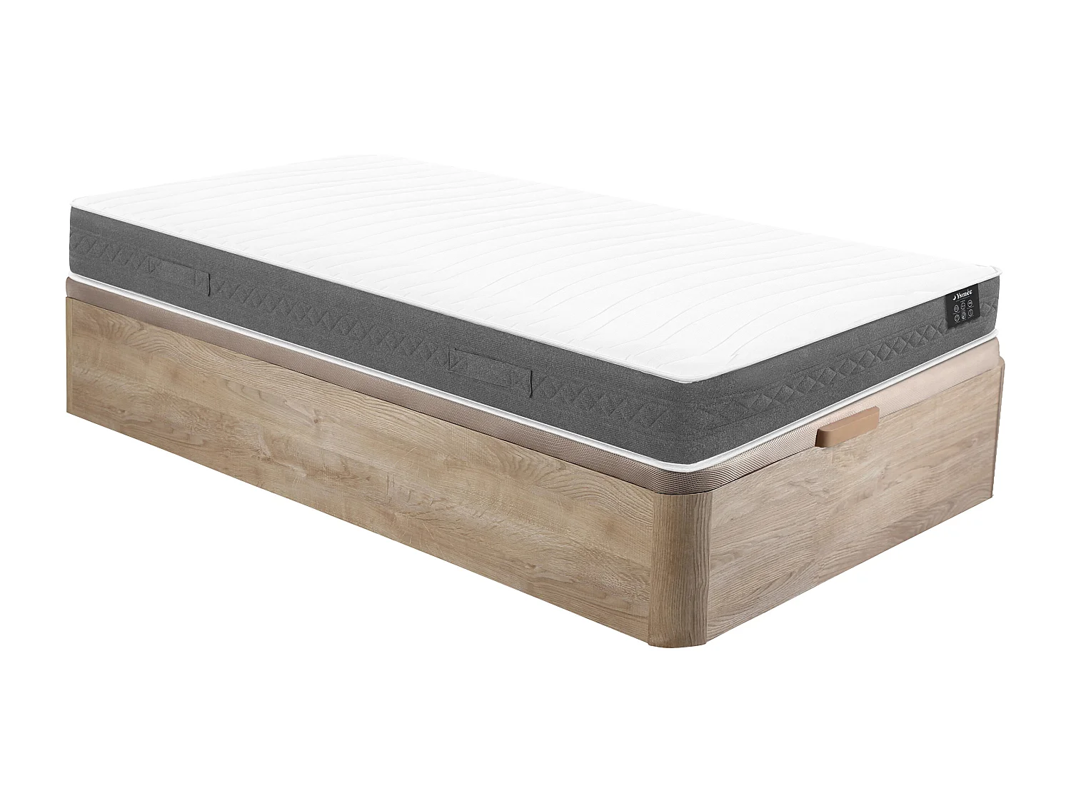Ensemble 90 x 190 cm sommier coffre naturel clair + matelas ressorts ensachés ép.20cm - ENOROS de YSMÉE