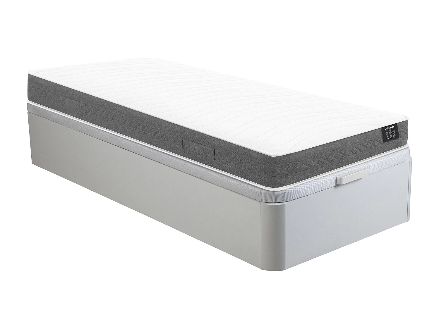 Ensemble 90 x 190 cm sommier coffre blanc + matelas ressorts ensachés ép.20cm - ENOROS de YSMÉE