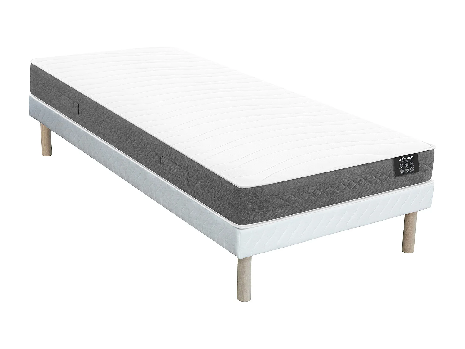 Ensemble 90 x 190 cm sommier tapissier + matelas ressorts ensachés ép.20cm - ENOROS de YSMÉE