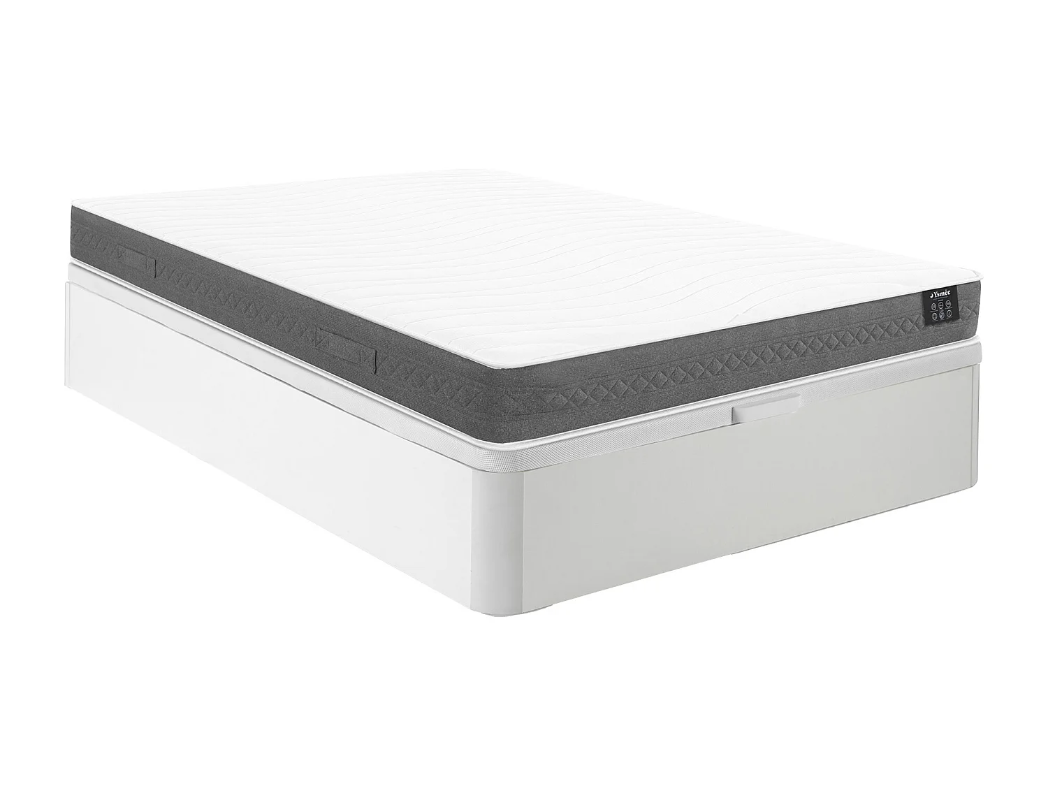 Ensemble 140 x 190 cm sommier coffre blanc + matelas ressorts ensachés ép.20cm - ENOROS de YSMÉE
