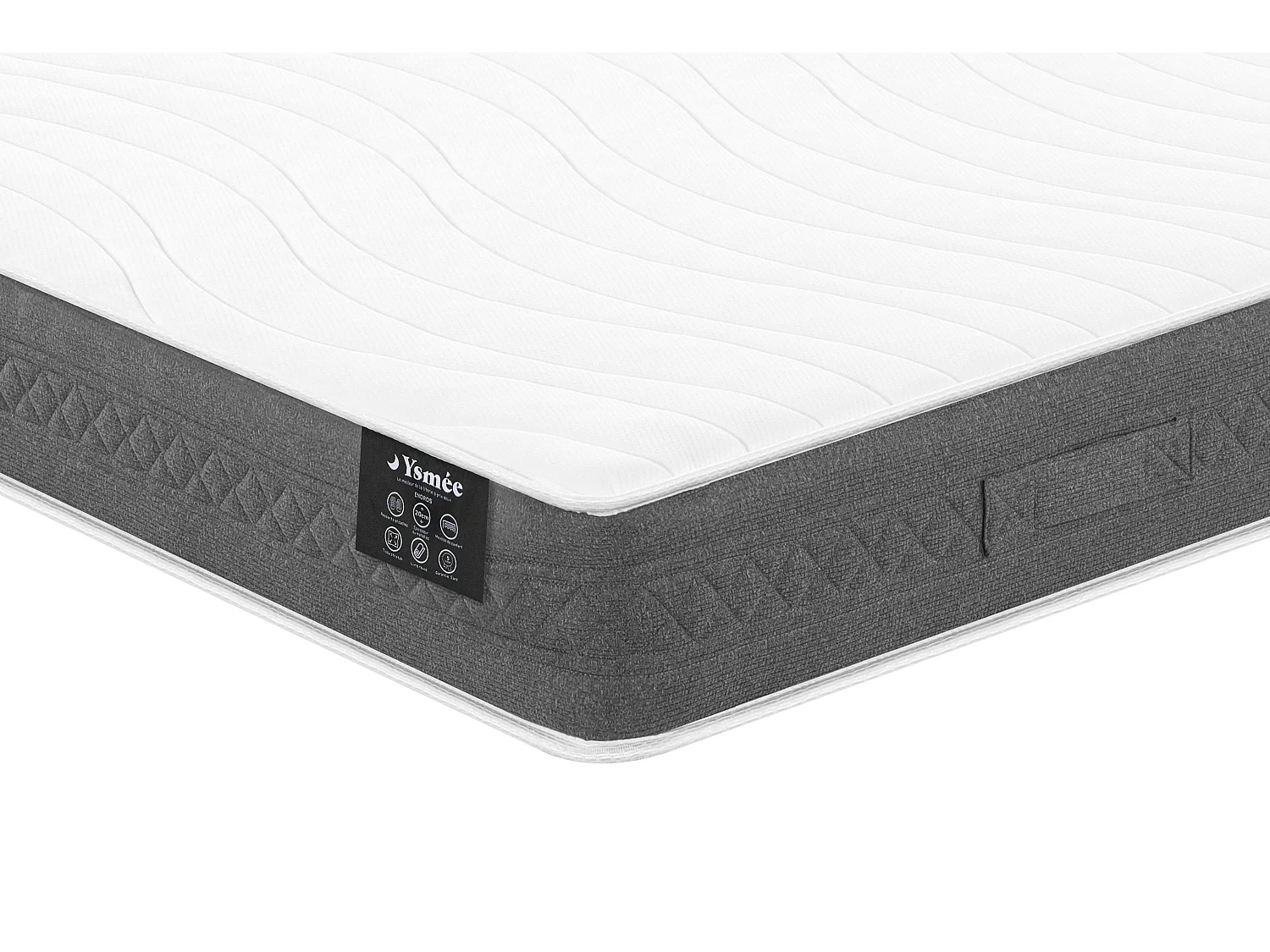 Ensemble 160 x 200 cm sommier coffre naturel clair + matelas ressorts ensachés ép.20cm - ENOROS de YSMÉE