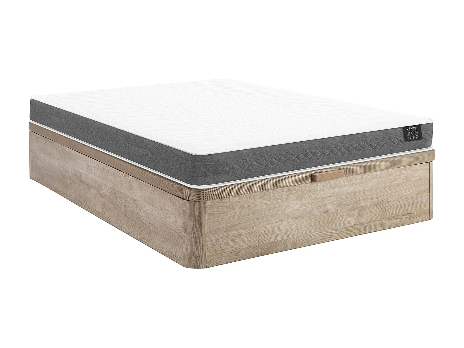 Ensemble 160 x 200 cm sommier coffre naturel clair + matelas ressorts ensachés ép.20cm - ENOROS de YSMÉE