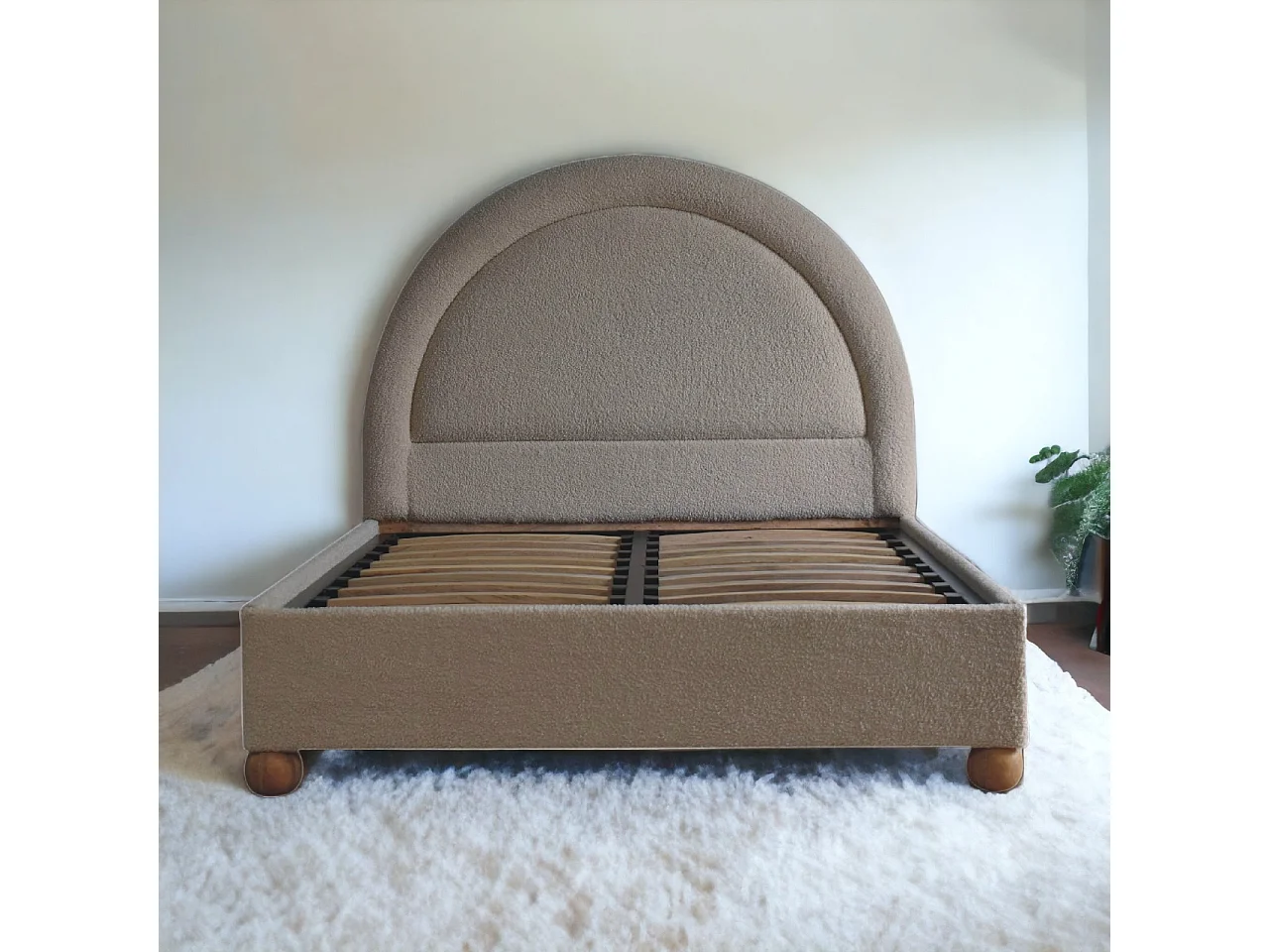 Artisan Furniture Solid Wood Cream Boucle Double Bed