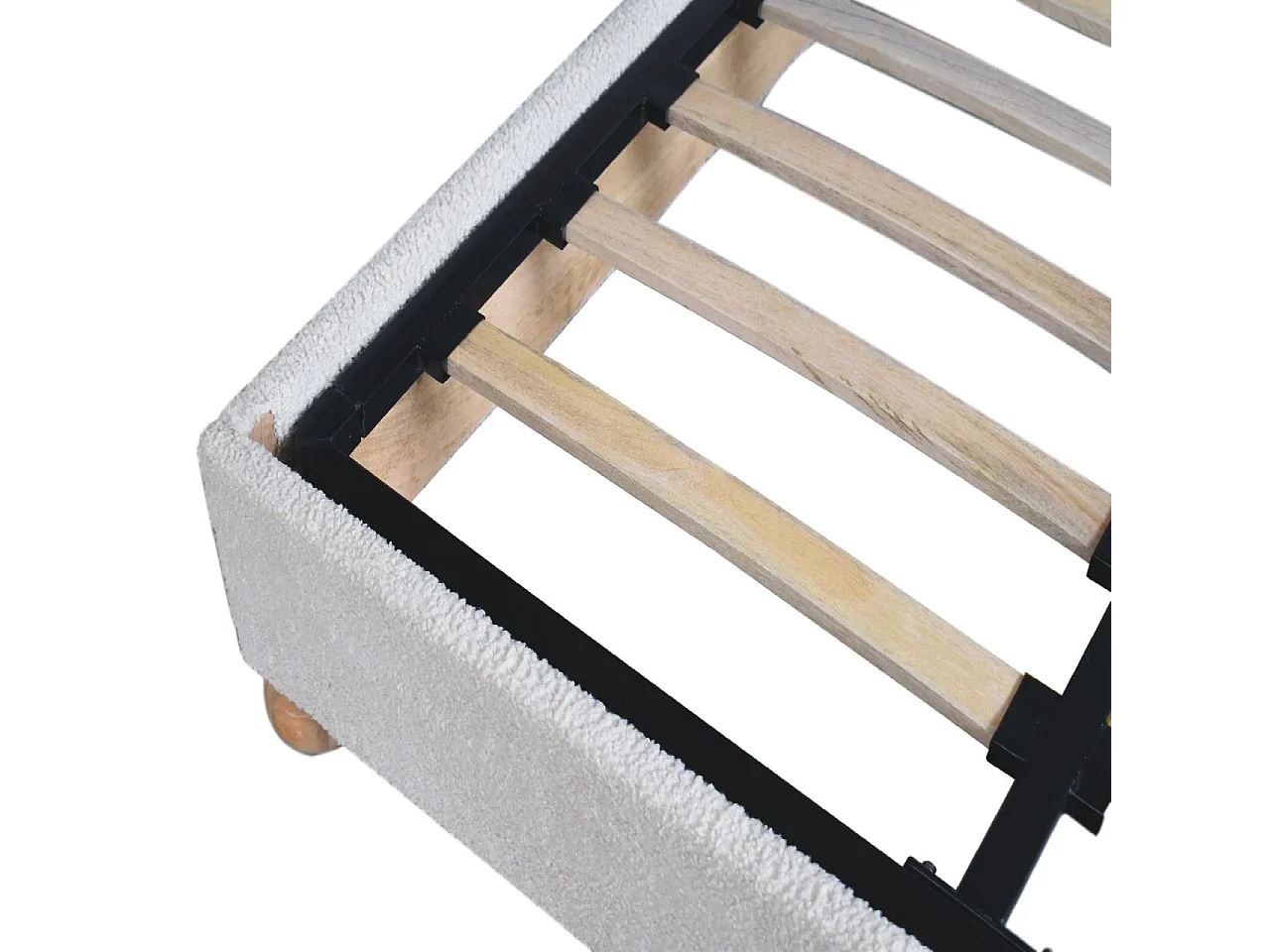 Artisan Furniture Solid Wood Cream Boucle Double Bed