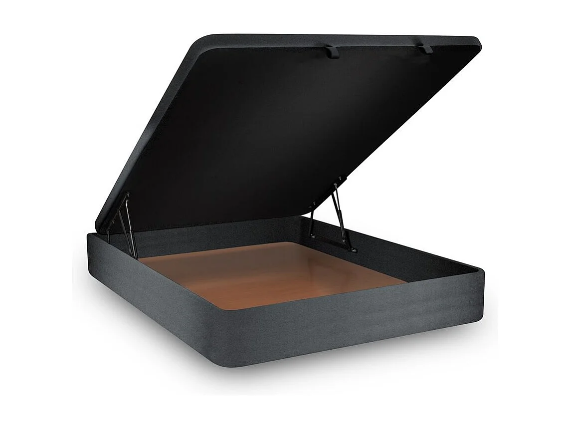 Lit coffre 140x190cm avec tête de lit tapissier Velours Gris anthracite - Hauteur totale : 39cm
