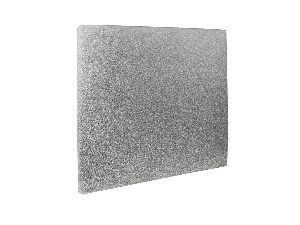 Lit coffre 200x200cm avec tête de lit tapissier Bouclette Gris - Hauteur totale : 39cm