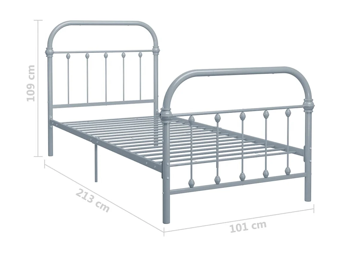 284504 Berkfield Bed Frame without Mattress Grey Metal 90x200 cm