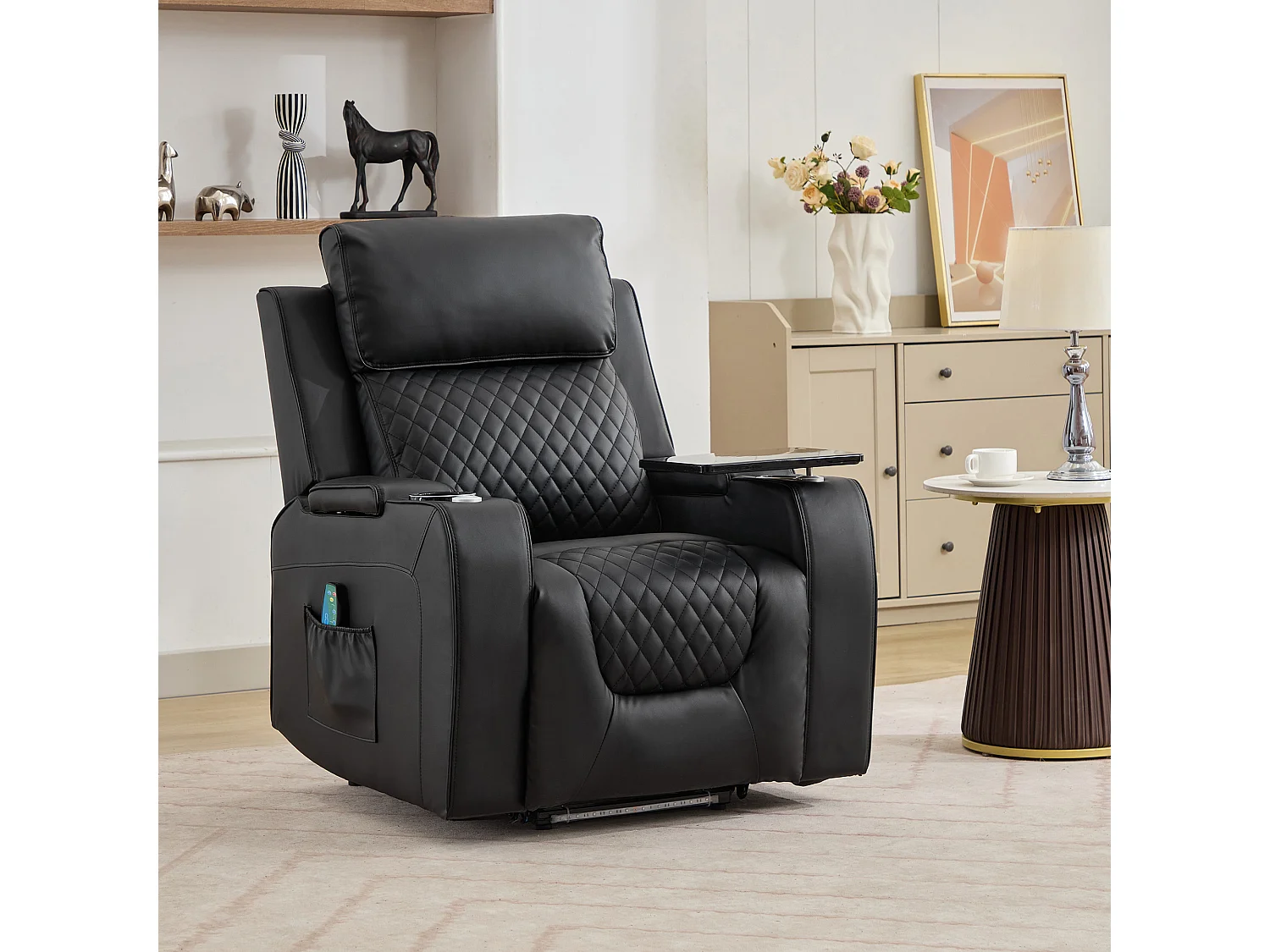 Byron Electric Riser Recliner with Massage, Heat, Drink Cooler, Table
