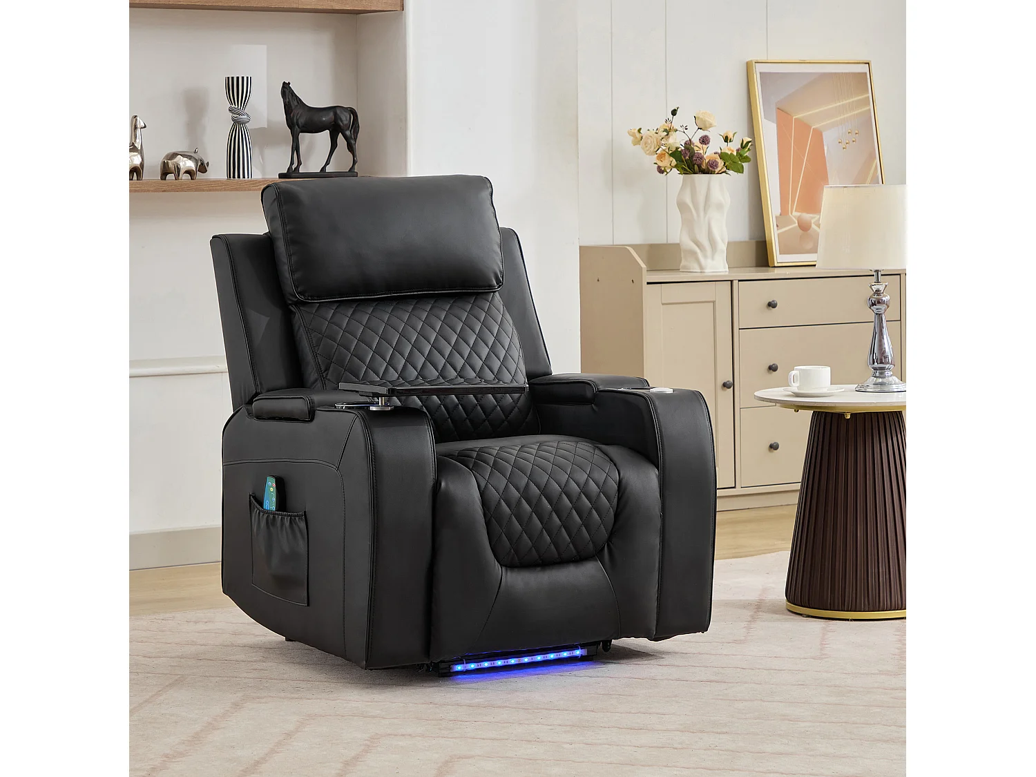 Byron Electric Riser Recliner with Massage, Heat, Drink Cooler, Table