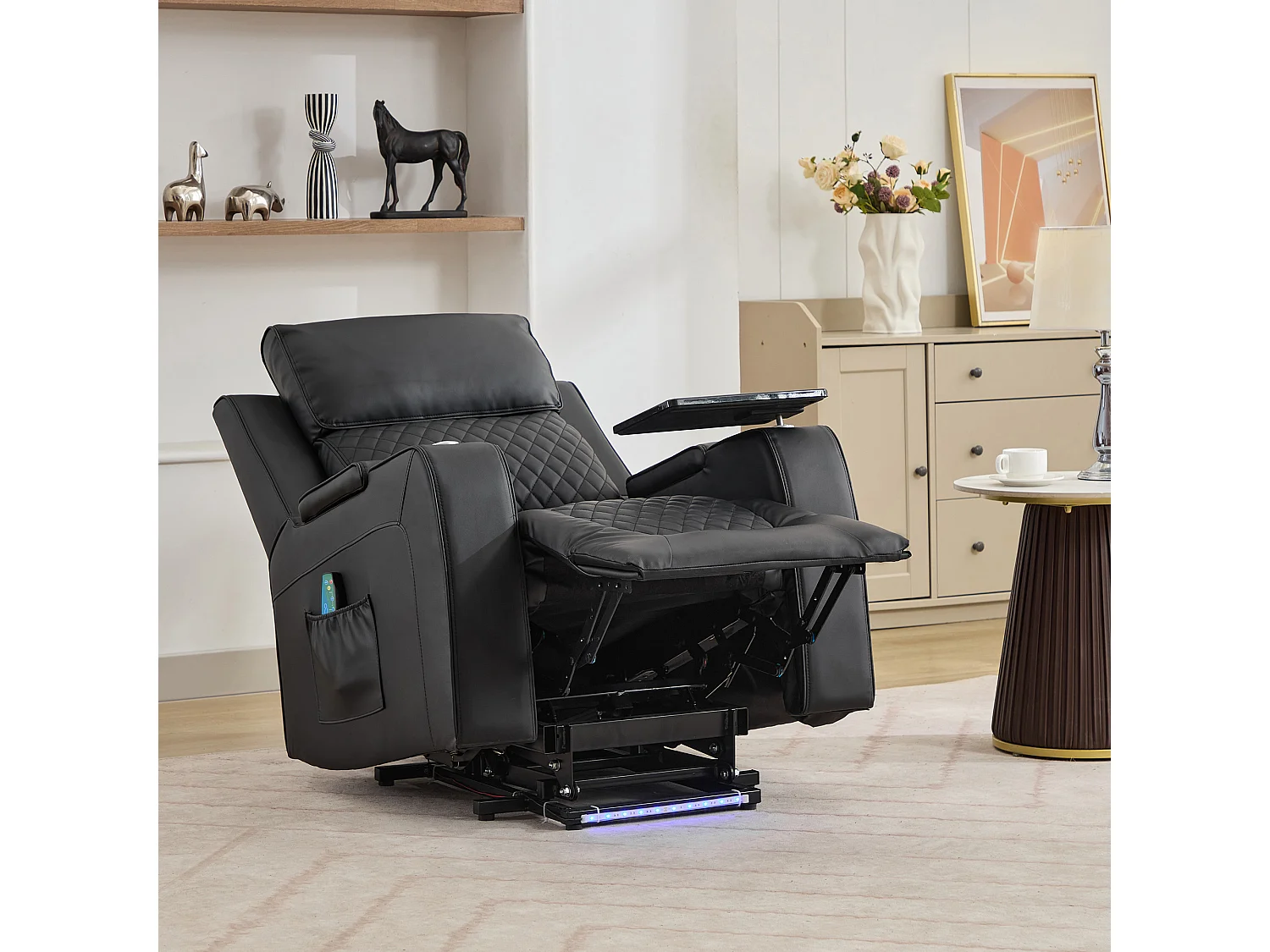 Byron Electric Riser Recliner with Massage, Heat, Drink Cooler, Table
