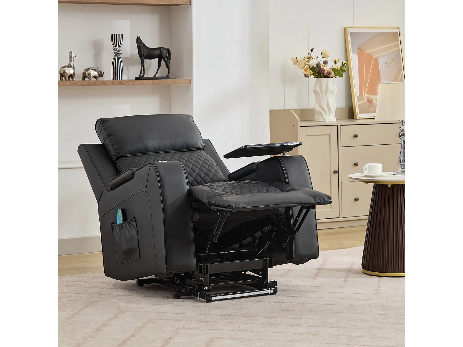 Byron Electric Riser Recliner with Massage, Heat, Drink Cooler, Table